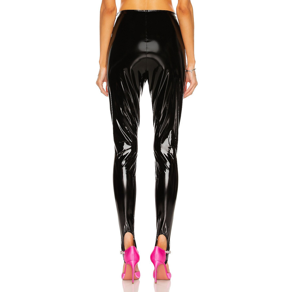 Wolford x Amina Muaddi Latex Stirrup Leggings Black Size 6 - Picture 3 of 9